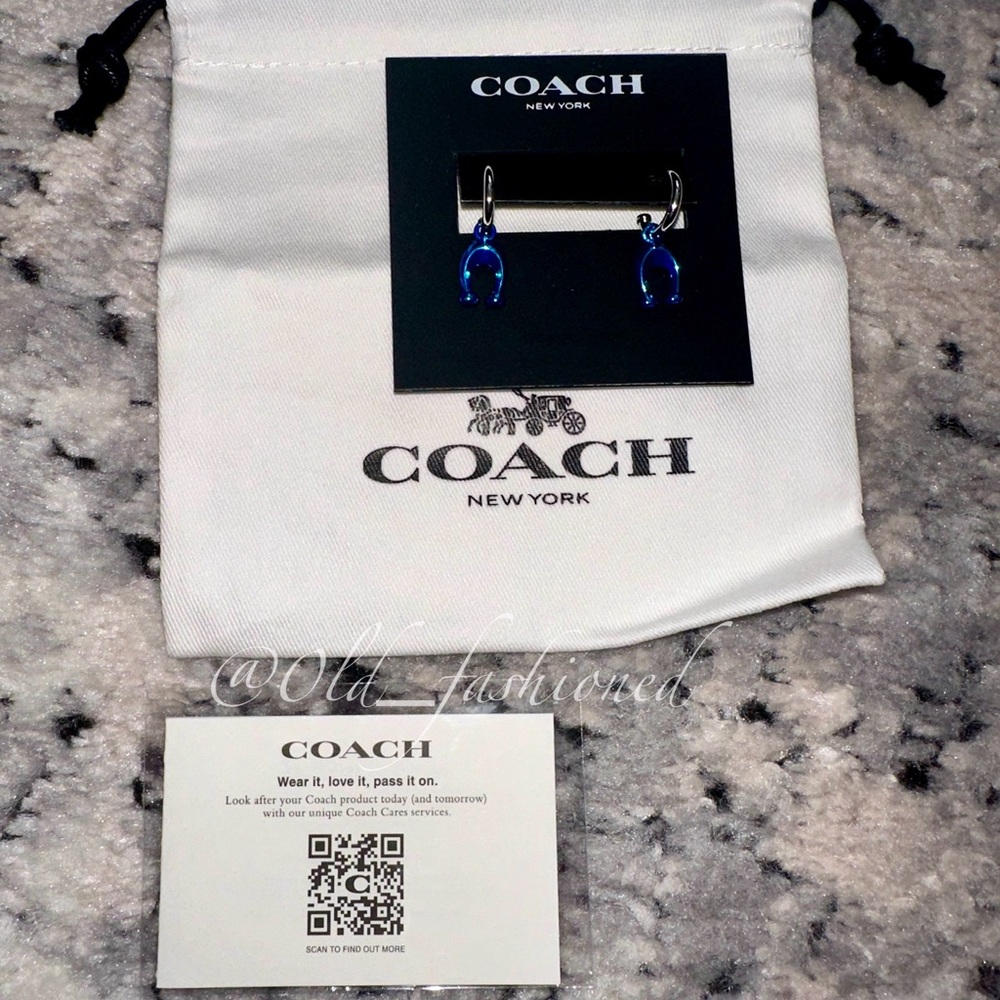 COACH Hanging C Huggie Earrings - Picture 2 of 7